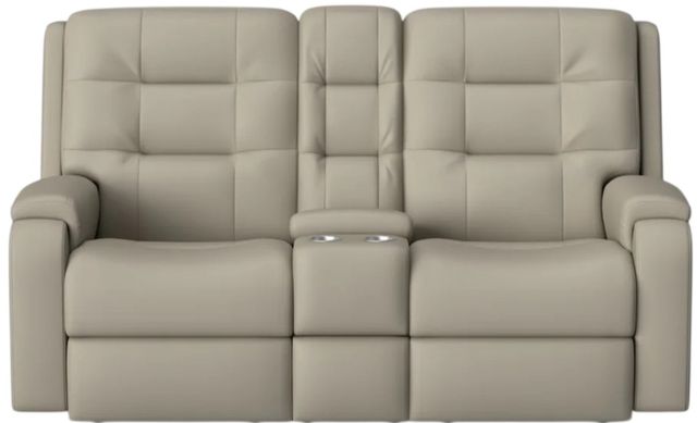 Flexsteel® Customizable Arlo Leather Power Reclining Loveseat with Console and Power Headrests-3