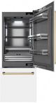 ZLINE Autograph Edition 30" 16.1 Cu. Ft. White Matte Built-In Bottom Freezer Refrigerator with Water Dispenser, Ice Maker, Graphite Gray Interior, and Polished Gold Accents-1