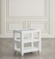 Jofran Inc. Urban Icon Glass Top Chairside Table with White Base-1