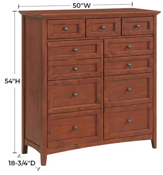 Whittier Wood® Furniture McKenzie Glazed Antique Cherry 11-Drawer Chest-1