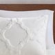 Olliix by Madison Park White Full/Queen Pacey 3 Piece Tufted Cotton Chenille Geometric Duvet Cover Set-3