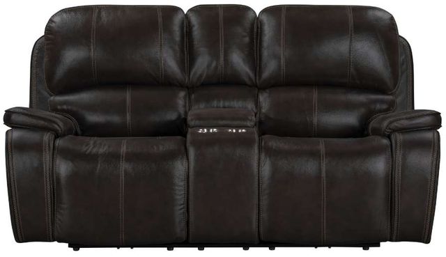New Classic® Home Brookings Charcoal Power Reclining Console Loveseat with Power Headrest-2