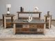 International Furniture Direct Antique Brown Sofa Table and Beige Base-1