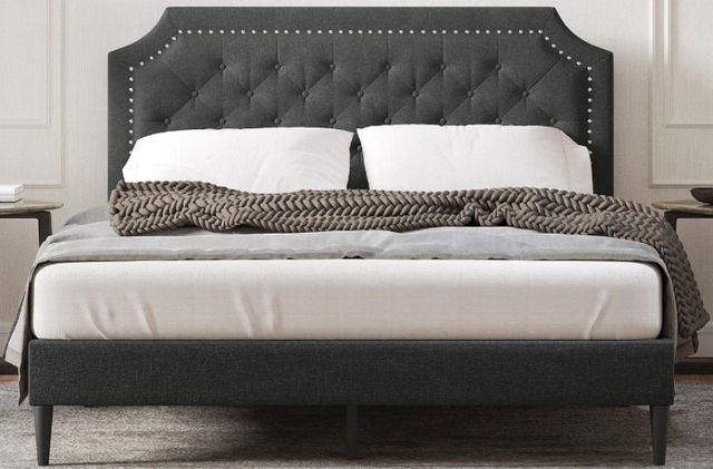 American Wholesale Furniture Hanfield Gray King Upholstered Bed-0