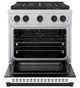 ZLINE Autograph Edition Paramount 30" 4.2 Cu. Ft. Satin Stainless Steel Dual Fuel Range with 4 Burner DuoPro™ Cooktop and Electric Convection Oven with White Matte Door and Matte Black Accents-3