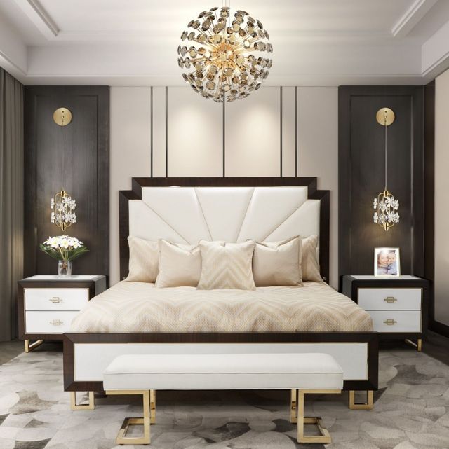 Michael Amini® Belmont Place Espresso California King Upholstered Panel Bed-1