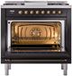Ilve® Nostalgie II Series 36" Glossy Black Pro Style Dual Fuel Range-4