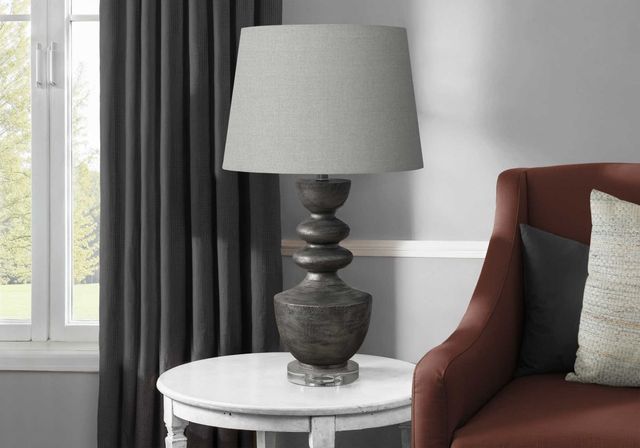 Monarch Specialties Inc. Grey Resin Table Lamp with Grey Shade-2