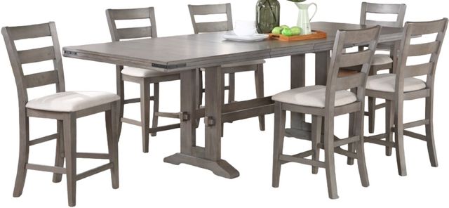 American Wholesale Furniture Lois 7-Piece Gray Counter Height Dining Set-0