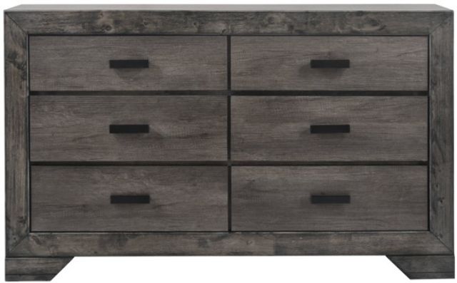 American Wholesale Furniture Nathan 3-Piece Distressed Gray Oak Queen Panel Bedroom Set-2