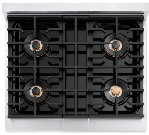 ZLINE Autograph Edition Paramount 30" 4.2 Cu. Ft. Stainless Steel Gas Range with 4 Burner DuoPro™ Cooktop, Convection Gas Oven and Polished Gold Accents-2