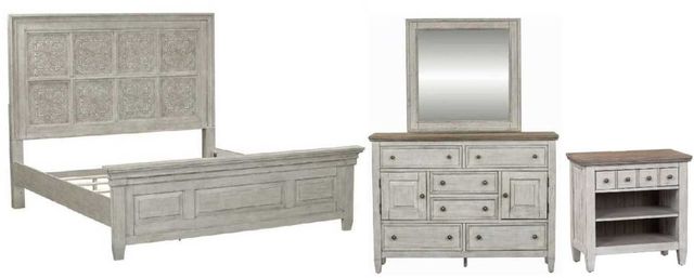 Liberty Furniture Heartland 4-Piece Antique White Optional California King Panel Bedroom Set-0