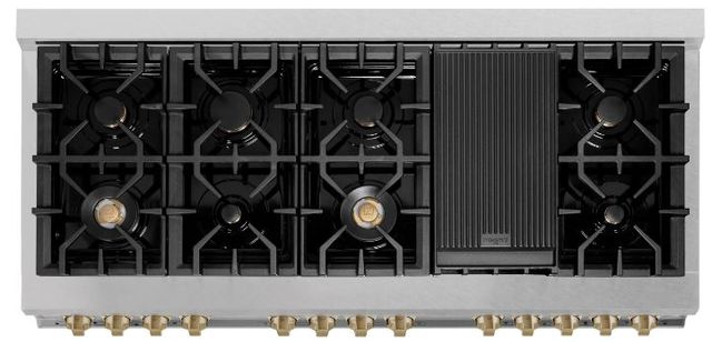 ZLINE Autograph Edition Legacy 60" Satin Stainless Steel Pro Style Dual Fuel Range with White Matte Door and Champagne Bronze Accents-2