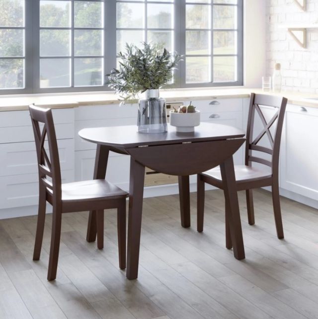 Jofran Inc. Simplicity Espresso Round Drop Leaf Dining Table-1