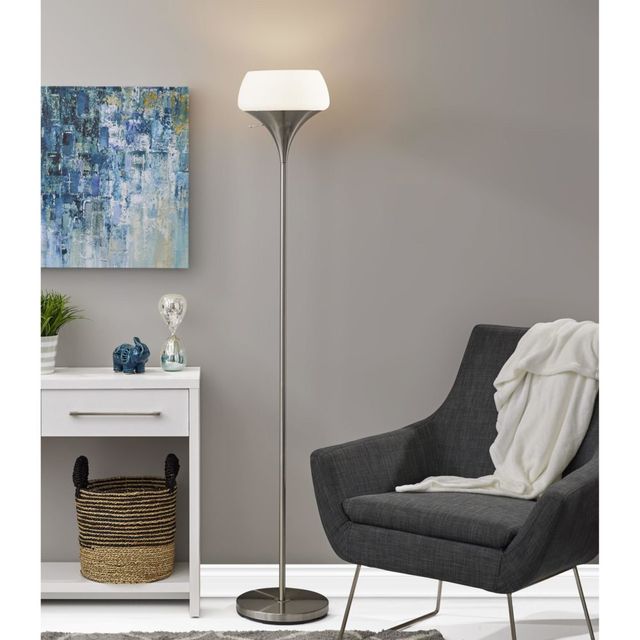 Adesso® Eliza Brushed Steel Torchiere-2