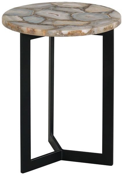 Hammary® Hidden Treasures Beige Marble Top Accent Table with Black Base-0