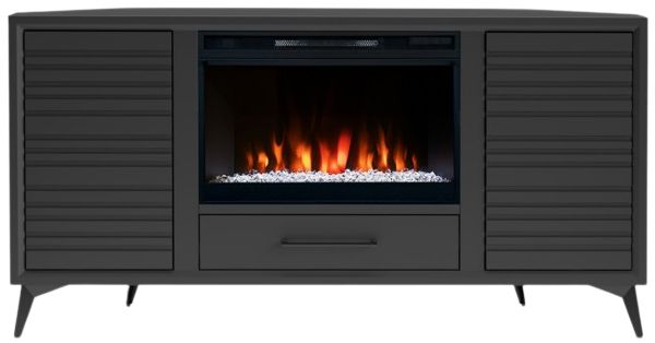 Legends Home Real Cozy Malibu Black 64'' Corner Fireplace Console-3