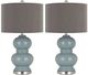 Cal® Lighting & Accessories 2-Piece Bergamo Brushed Steel/Slate Blue Table Lamp Set-0