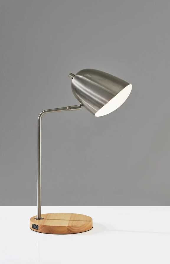 Adesso® Jude Brushed Steel/Natural Desk Lamp-2