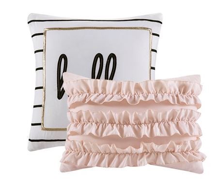 Olliix by Intelligent Design Zoey Blush and Rose Gold Twin/Twin Extra Large Metallic Printed Coverlet Set-3