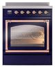 Ilve® Nostalgie II Noblesse 30'' Midnight Blue Pro Style Induction Range with Copper Trim-1