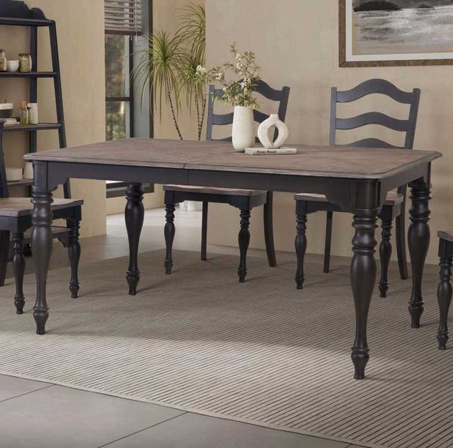 Liberty Furniture Magnolia Manor Weathered Bark Dining Table with Antique Black Base-1