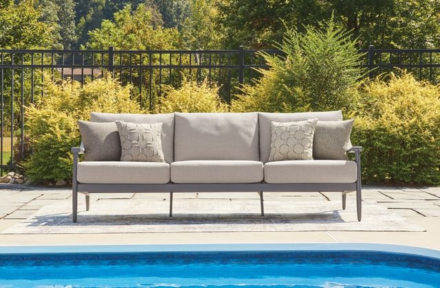 Signature Design by Ashley® North Island Gray/White Aluminum Outdoor Sofa-1