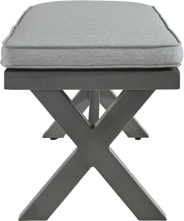 Signature Design by Ashley® Elite Park Gray Nuvella/Stainless Steel Outdoor Bench-2