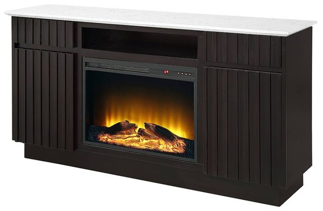 ACME Furniture Jaramillo Rustic Espresso/Natural Marble Server with Fireplace-4