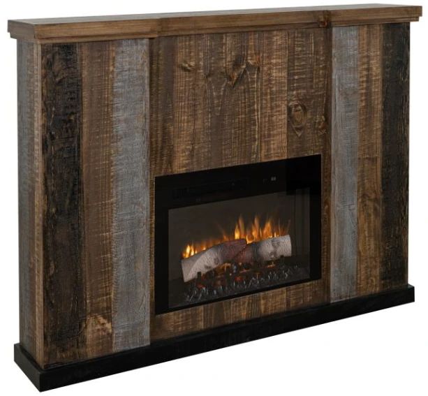 International Furniture Direct Loft Brown Gray Fireplace Media Console-0
