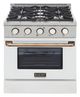 Kucht Professional KNG Series 30" Stainless Steel Pro Style Natural Gas Range with White Door and Gold Handle-0
