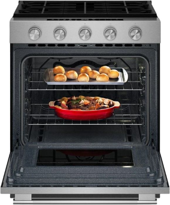KitchenAid® 30" PrintShield™ Stainless Smart Slide-in Gas Range with Convection Cooking Modes-2