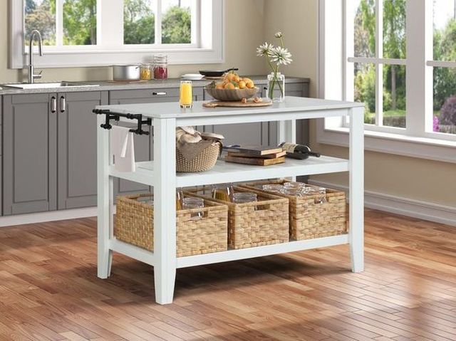 ACME Furniture Sezye Marble Top Kitchen Island with White Base-2