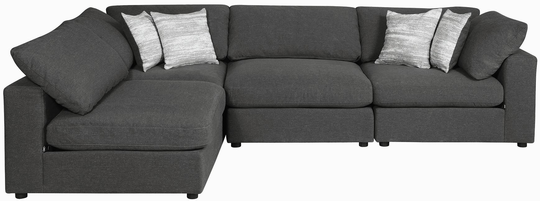 Coaster Elevations Serene Upholstered Charcoal Corner - Thumbnail 4