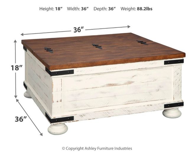 Signature Design by Ashley® Wystfield Brown Storage Coffee Table with Antique White Base-5