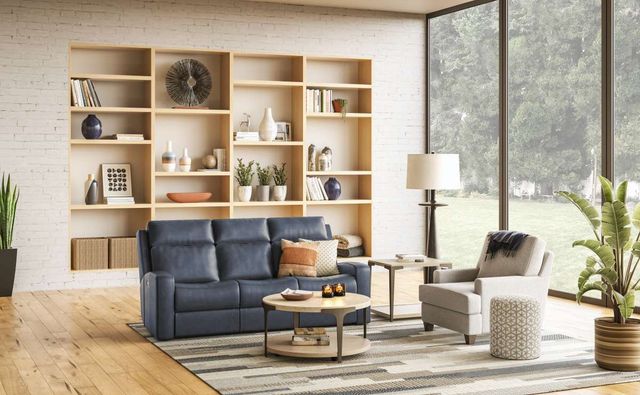 Flexsteel® Omni Natural Light Round Coffee Table with Antique Bronze Metal Frame-2