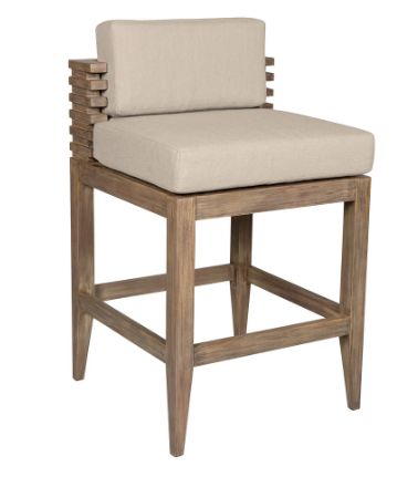 Armen Living Vivid Taupe/Brown Wooden Outdoor Barstool-0