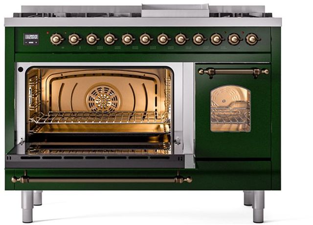 Ilve® Nostalgie II Series 48" Emerald Green Pro Style Dual Fuel Range-3