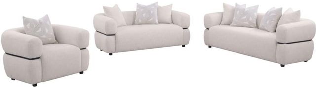 Coaster® Jeanette 3-Piece Beige Upholstered Round Arm Sofa Set-0
