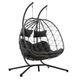 Grey Indoor Outdoor Wicker Hanging 2 Seat Egg Chair-4