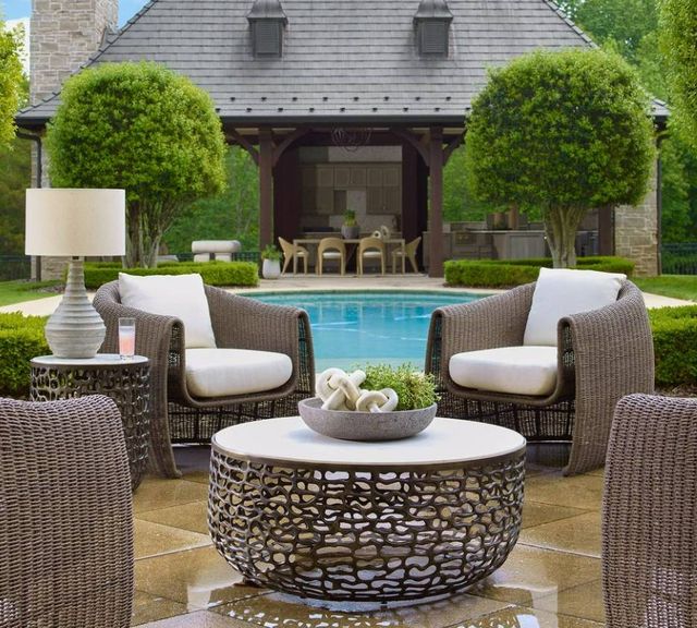 Uttermost® Tropic Mocha/Oyster White Fabric Wicker Outdoor Lounge Chair-1
