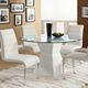 Furniture of America® Mauna Glass Top Dining Set with White Pedestal -1