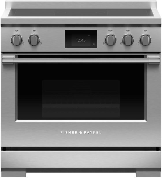 Fisher & Paykel Series 9 36" Stainless Steel Pro Style Induction Range with Black Glass