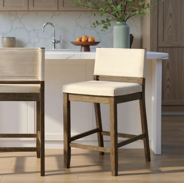 Armen Living Yaneli 2-Piece Putty Brown/White Counter Stool Set-1