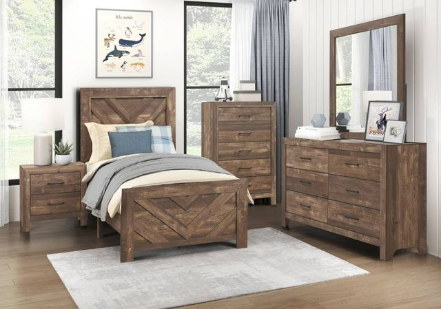 Homelegance® Corbin Rustic Brown Twin Panel Bed-1