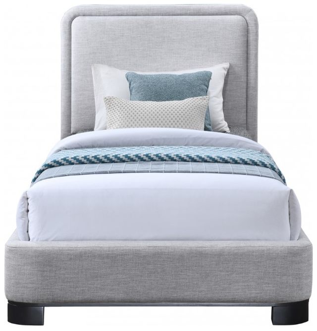Meridian Furniture Nolita Grey/Black Twin Linen Textured Upholstered Bed-1