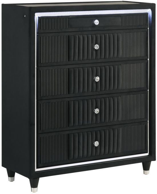 Coaster® Ravenne Black Upholstered LED Chest-0