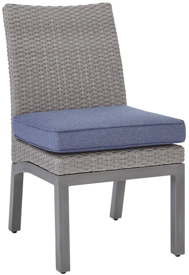 Signature Design by Ashley® Dillon Beach 2-Piece Blue/Gray Aluminum/Fabric Outdoor Dining Side Chair-2