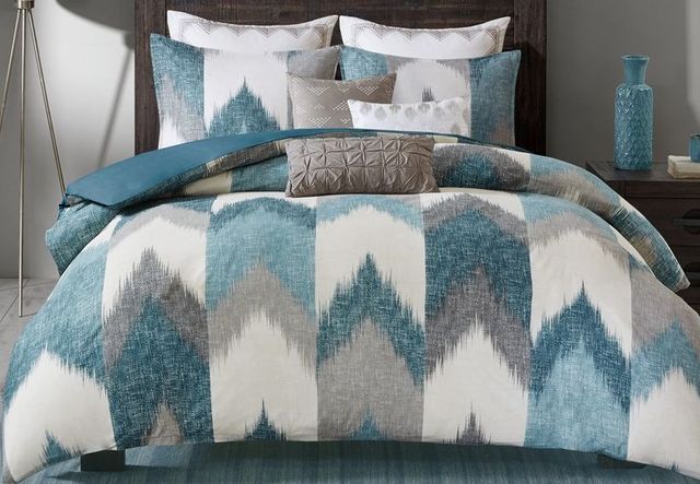 Olliix by INK+IVY Alpine Aqua Full/Queen Cotton Duvet Cover Mini Set-0
