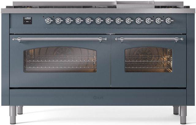 Ilve® Nostalgie II Series 60" Blue Grey Pro Style Dual Fuel Range-0